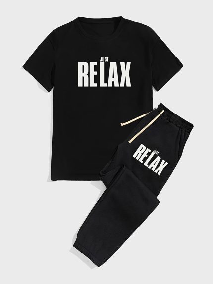 A JUST RELAX 100% Cotton, Soft And Breathable Casual Crew Neck Short-Sleeve T-Shirt, Perfectly Made in The USA As a Gift. High-Quality 220G Thickened Cotton T-Shirt, Only Short-Sleeve Sold, Shorts Not Included